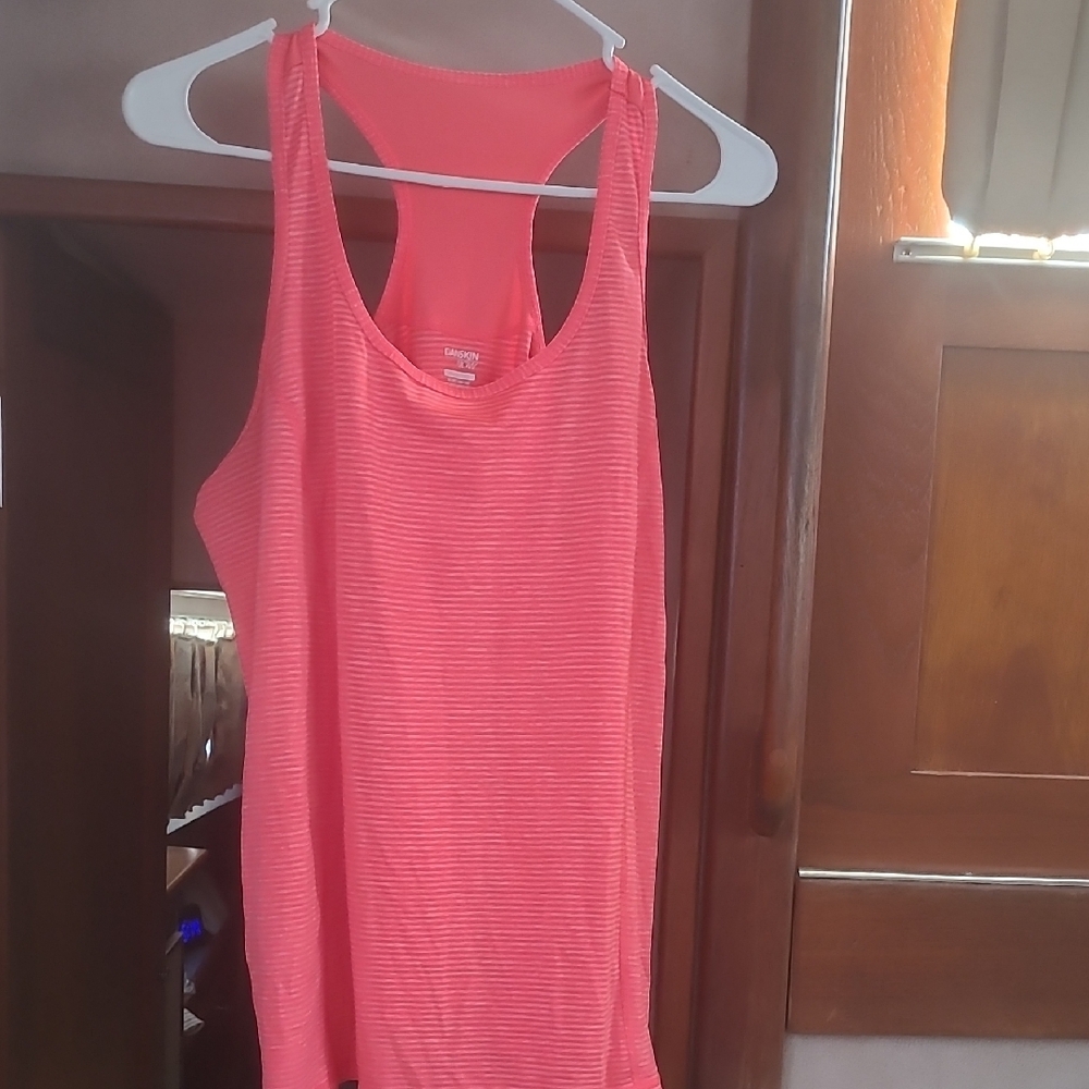 Vibrant Pink And White Sleeveless Tank Top